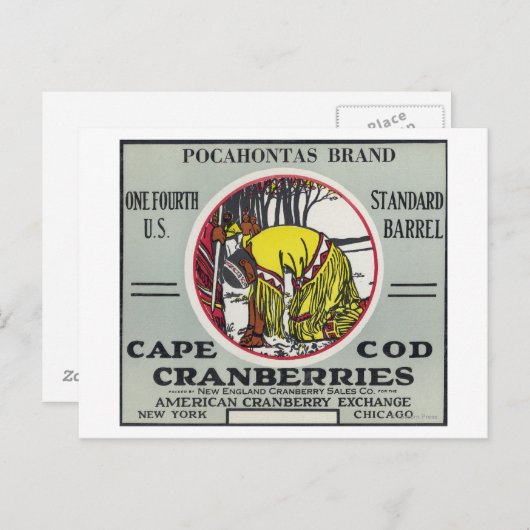 Cape Cod Pocahontas Brand Cranberry Label Briefkaart (Voorkant / Achterkant)