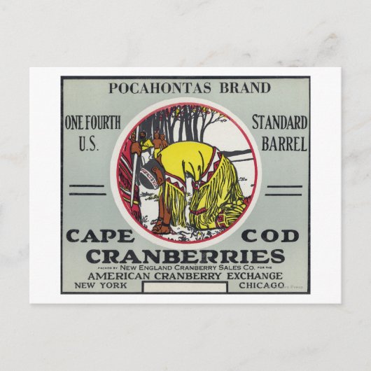 Cape Cod Pocahontas Brand Cranberry Label Briefkaart (Voorkant)