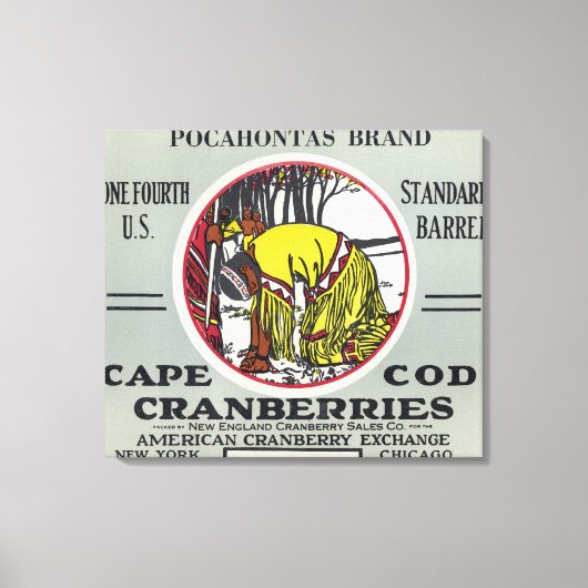 Cape Cod Pocahontas Brand Cranberry Label Canvas Afdruk (Voorkant)