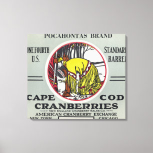 Cape Cod Pocahontas Brand Cranberry Label Canvas Afdruk