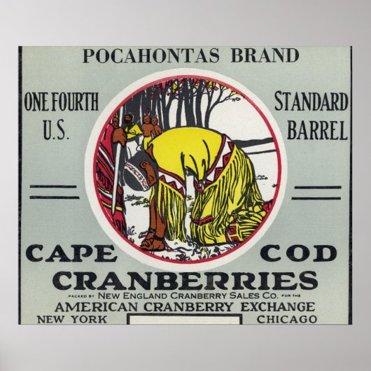 Cape Cod Pocahontas Brand Cranberry Label Poster (Voorkant)