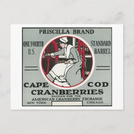 Cape Cod Priscilla Brand Cranberry Label Briefkaart (Voorkant)