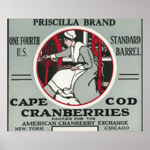Cape Cod Priscilla Brand Cranberry Label Poster