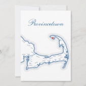 Cape Cod Provincetown Kaart Bruiloft Tafel Naamkaa (Voorkant)