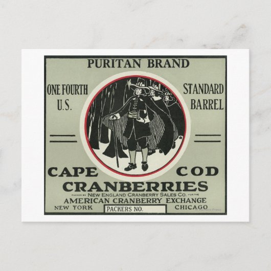 Cape Cod Puritan Brand Cranberry Label Briefkaart (Voorkant)