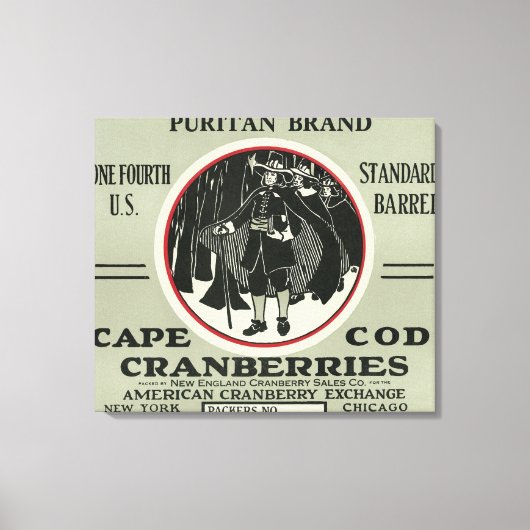 Cape Cod Puritan Brand Cranberry Label Canvas Afdruk (Voorkant)