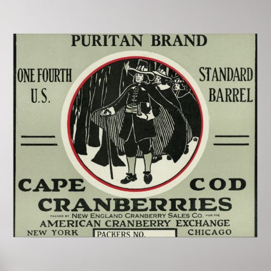 Cape Cod Puritan Brand Cranberry Label Poster (Voorkant)