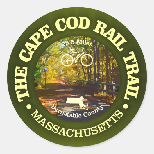 Cape Cod Rail Trail (fietsen c) Ronde Sticker (Voorkant)