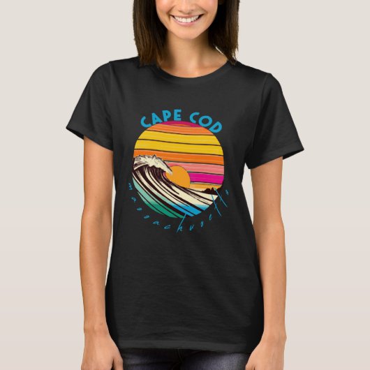 Cape Cod Retro 1980s Stijl Massachusetts Strand T-shirt (Voorkant)