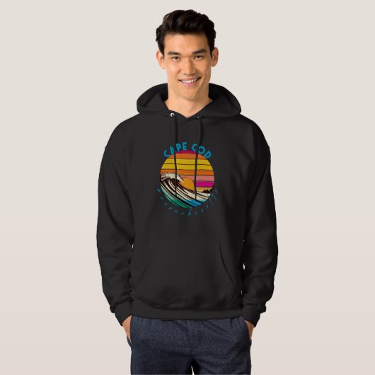 Cape Cod Retro 1980s Style Massachusetts Beach Hoodie (Voorkant volledig)