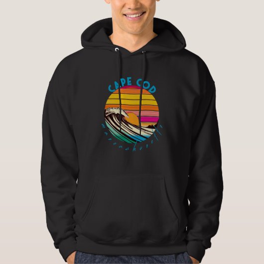 Cape Cod Retro 1980s Style Massachusetts Beach Hoodie (Voorkant)