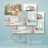 Cape Cod rustieke kerstbomen boten Licht huis Tissuepapier