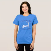Cape Cod Silhouette Blauw Gestreepte Vrouwen Tri-Blend Shirt (Voorkant volledig)