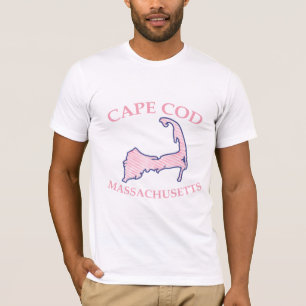 Cape Cod Silhouette Preppy Roze Gestreepte Mannen T-shirt