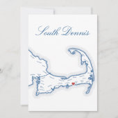 Cape Cod South Dennis Kaart Bruiloft Tafel Naamkaa (Voorkant)