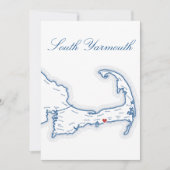 Cape Cod South Yarmouth Kaart Bruiloft Tafel Naam (Voorkant)