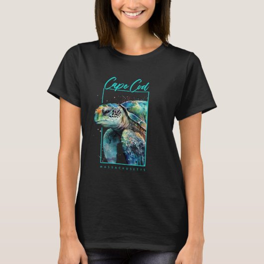 Cape Cod Souvenir Massachusetts Sea Turtle Portrai T-shirt (Voorkant)