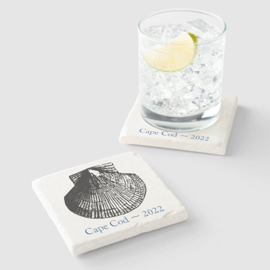 Cape Cod Stone Onderzetter - Scallop Shell (Zijkant)