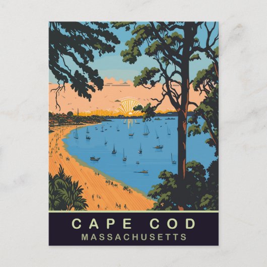 Cape Cod-strand, Massachusetts, Reisreclame uit he Briefkaart (Voorkant)