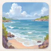 Cape Cod-strandbaai-oceaan-schilderij Kartonnen Onderzetters (Voorkant)