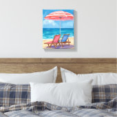 Cape Cod-stranddag | Aquarel Oceaan MA Canvas Afdruk (Insitu (Slaapkamer))