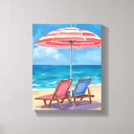 Cape Cod stranddag | Aquarel Oceaan MA Canvas Afdruk