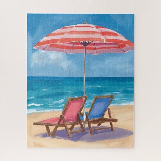 Cape Cod stranddag | Aquarel Oceaan MA Legpuzzel (Verticaal)