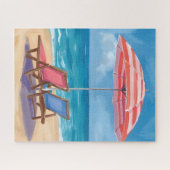 Cape Cod stranddag | Aquarel Oceaan MA Legpuzzel (Horizontaal)