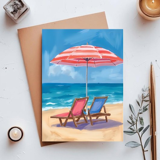 Cape Cod stranddag | Waterverf Oceaan MA Briefkaart
