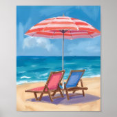 Cape Cod stranddag | Waterverf Oceaan MA Poster (Voorkant)