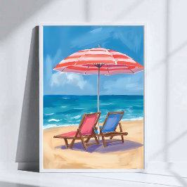 Cape Cod stranddag | Waterverf Oceaan MA Poster