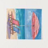 Cape Cod stranddag | Waterverf Oceaan MA Wandkleed (Voorkant (horizontaal))