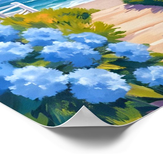 Cape Cod Strandpad | Hydrangea Kustschilderij Poster (Hoek)