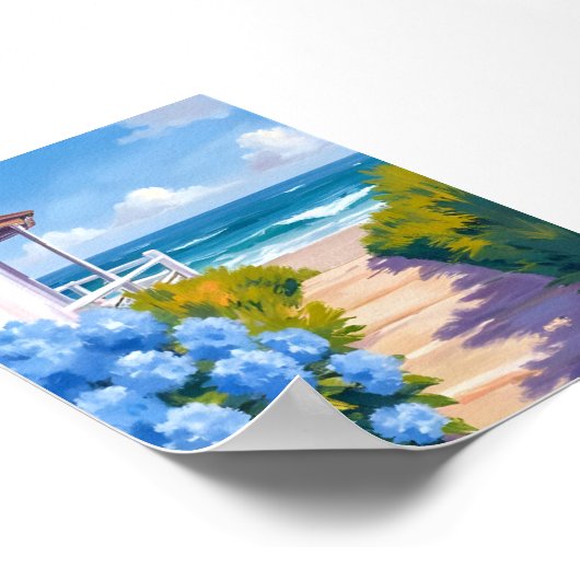 Cape Cod Strandpad | Hydrangea Kustschilderij Poster (Hoek)