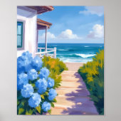 Cape Cod Strandpad | Hydrangea Kustschilderij Poster (Voorkant)