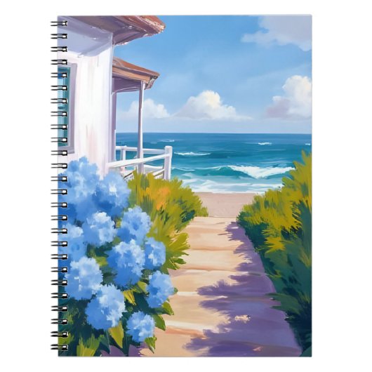 Cape Cod Strandpad Pad | Hortensia Kustschilderij Notitieboek (Voorkant)