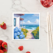 Cape Cod Strandpad Pad | Hortensia Kustschilderij Servet (Insitu)