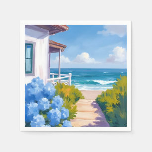 Cape Cod Strandpad Pad Hortensia Kustschilderij Servet