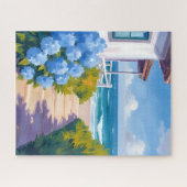 Cape Cod Strandpad Pad | Hydrangea Kustschilderij Legpuzzel (Horizontaal)