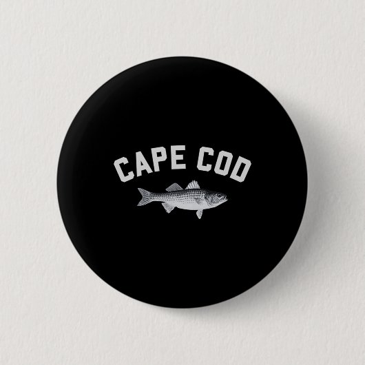 Cape Cod Striper Gestreept Byss Leuke Visserij Ont Ronde Button 5,7 Cm (Voorkant)