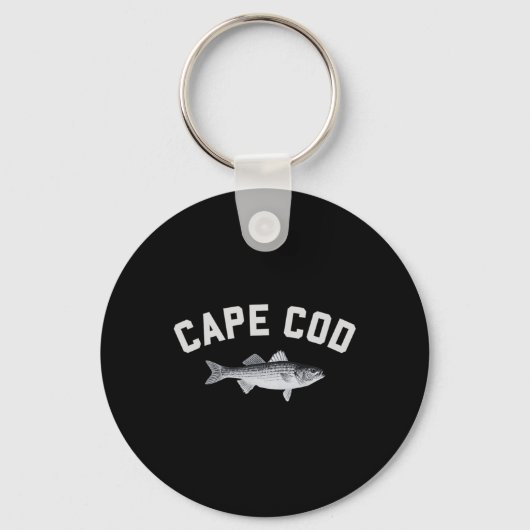 Cape Cod Striper Gestreepte B Pret Visontwerp Sleutelhanger (Voorkant)