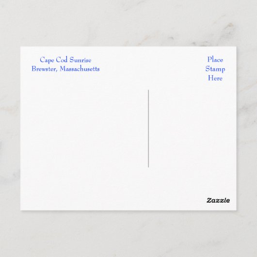 Cape Cod Sunrise over Beach Brewster MA Post Card Briefkaart (Achterkant)
