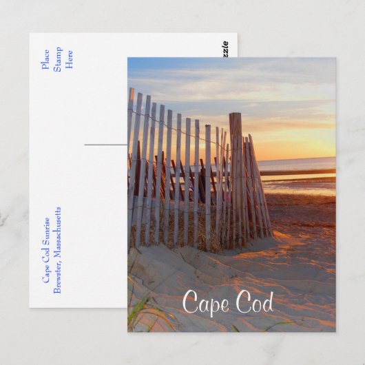 Cape Cod Sunrise over Beach Brewster MA Post Card Briefkaart (Voorkant / Achterkant)