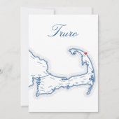 Cape Cod Truro Kaart Bruiloft Tafel Naamkaart (Voorkant)