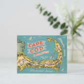 Cape Cod Vintage Map Postcard Briefkaart (Staand voorkant)