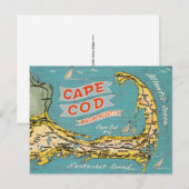 Cape Cod Vintage Map Postcard Briefkaart (Voorkant / Achterkant)