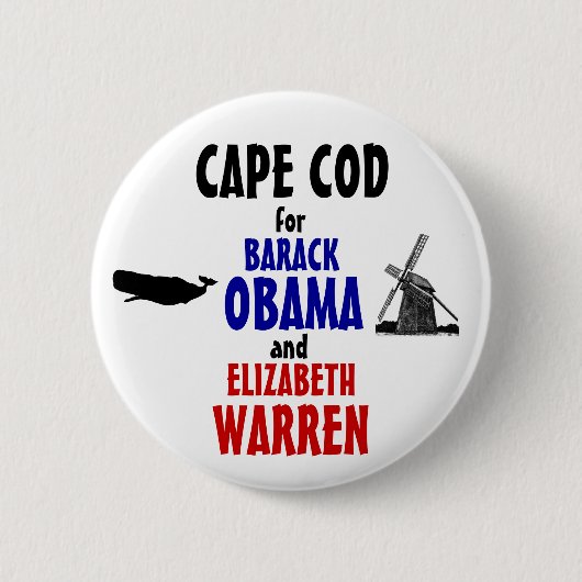 CAPE COD voor Obama en Warren 2012 Ronde Button 5,7 Cm (Voorkant)