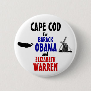 CAPE COD voor Obama en Warren 2012 Ronde Button 5,7 Cm