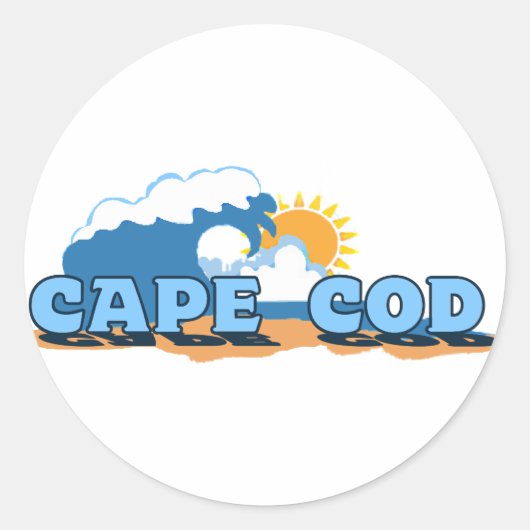 Cape Cod "Waves"-ontwerp. Ronde Sticker (Voorkant)
