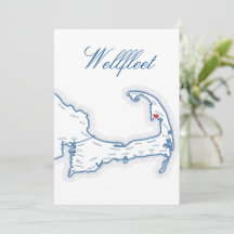 Cape Cod Wellfleet Kaart Bruiloft Tafel Naamkaart